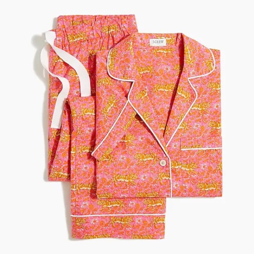 J.Crew Factory Short Sleeve Pajama Set Tiger Print Small